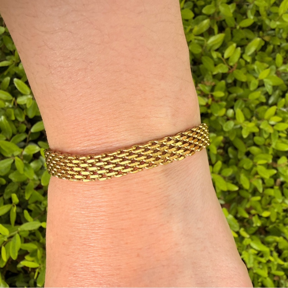 18K Gold Plated Stainless Steel Multi-Row Mesh Bracelet